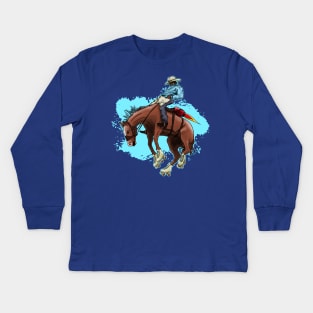 Rodeo Cowboy Roller Skates Jetpack Kids Long Sleeve T-Shirt